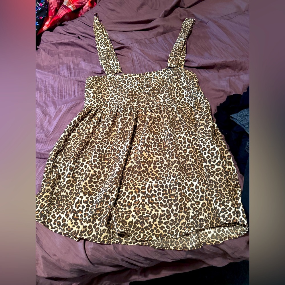 Leopard print dress above the knee length